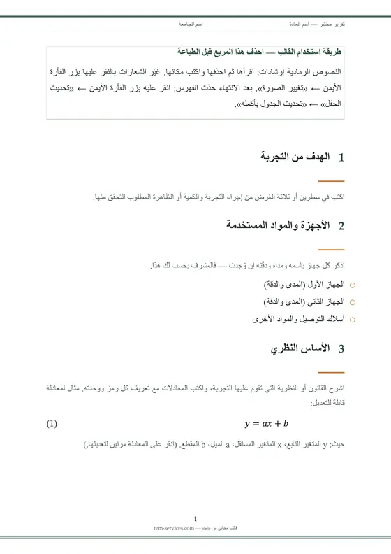 تقرير مختبر · تصميم «نخيل» — صفحة داخلية