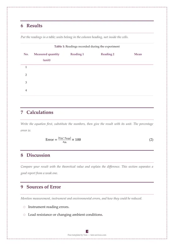 Lab report · “Warda” design — صفحة داخلية